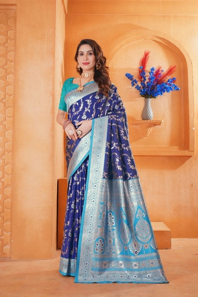 Soft Silk Weaving Saree With Banarasi Jari Work Designer With Blouse 11-VF image 4