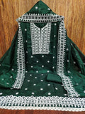 Traditional Wedding Wear Designer Indian Chanderi Work Top Bottom&Dupatta 12-VF image 8