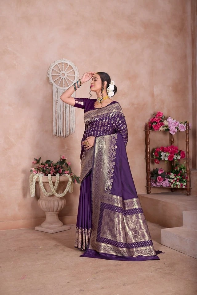 Soft Silk Weaving Banarasi Jari Work Wedding Wear Sari With Blouse 11-VF image 8