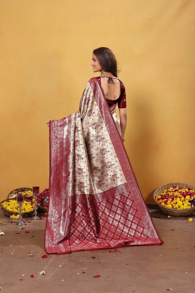 Kanjiwaram Silk With Rich Pallu Traditional Wear Sari With Blouse 11-VF image 16