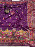 Pure Soft Rajwadi Pashmina Silk Weaving Saree Traditional Sari With Blouse 11-SS image 10