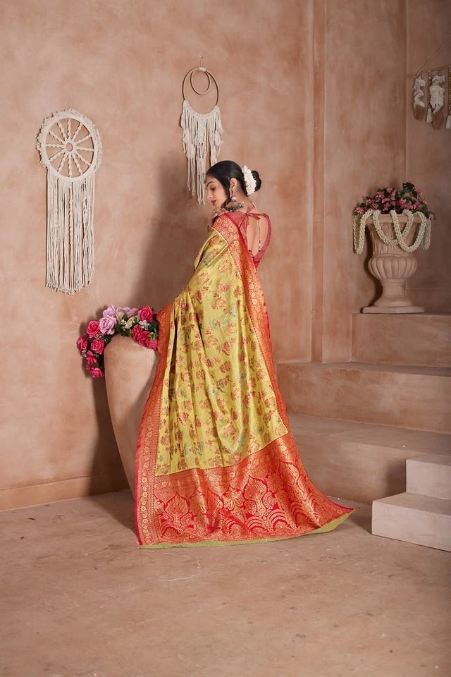Pure Tissue Traditional Wear Wedding Festival Saree With Blouse 11-VF image 9