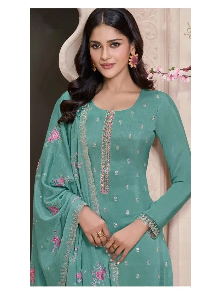 Heavy Monga Silk Designer Traditional Wear Top Bottom With Dupatta 12-RD image 9