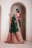Traditional Soft Silk Weaving Heavy Banarasi Pallu Sari With Blouse 11-VF image 12