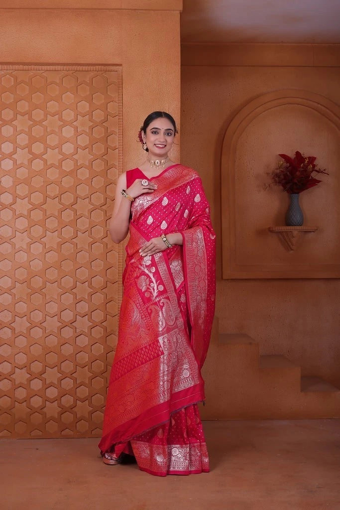 Wedding Designer Soft Silk Weaving Banarasi Sari With Blouse 11-VF image 5