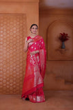 Wedding Designer Soft Silk Weaving Banarasi Sari With Blouse 11-VF image 5