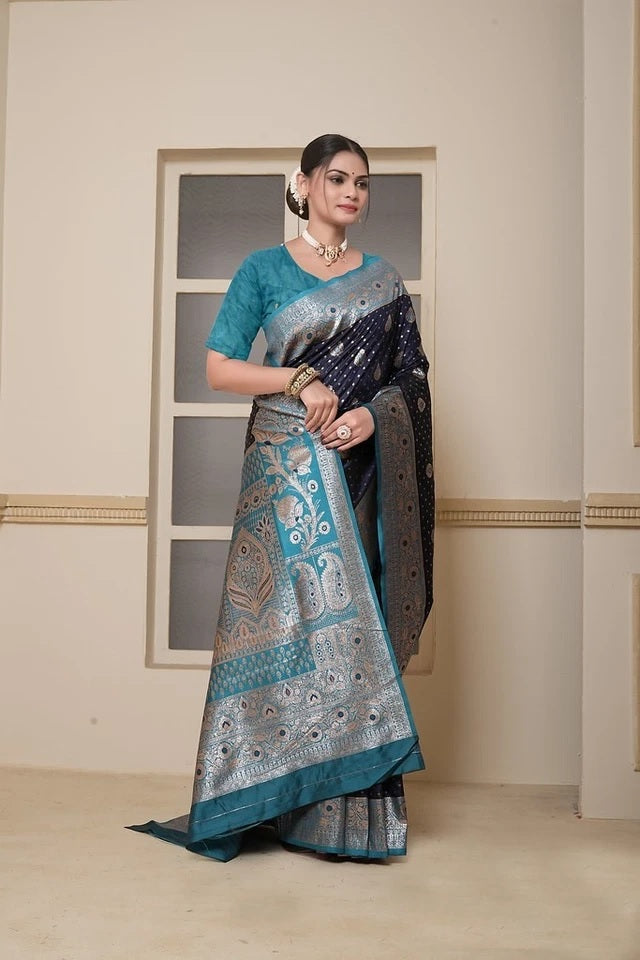 Festival Wedding Wear Soft Silk Saree Weaving Banarasi With Blouse 11-VF image 9