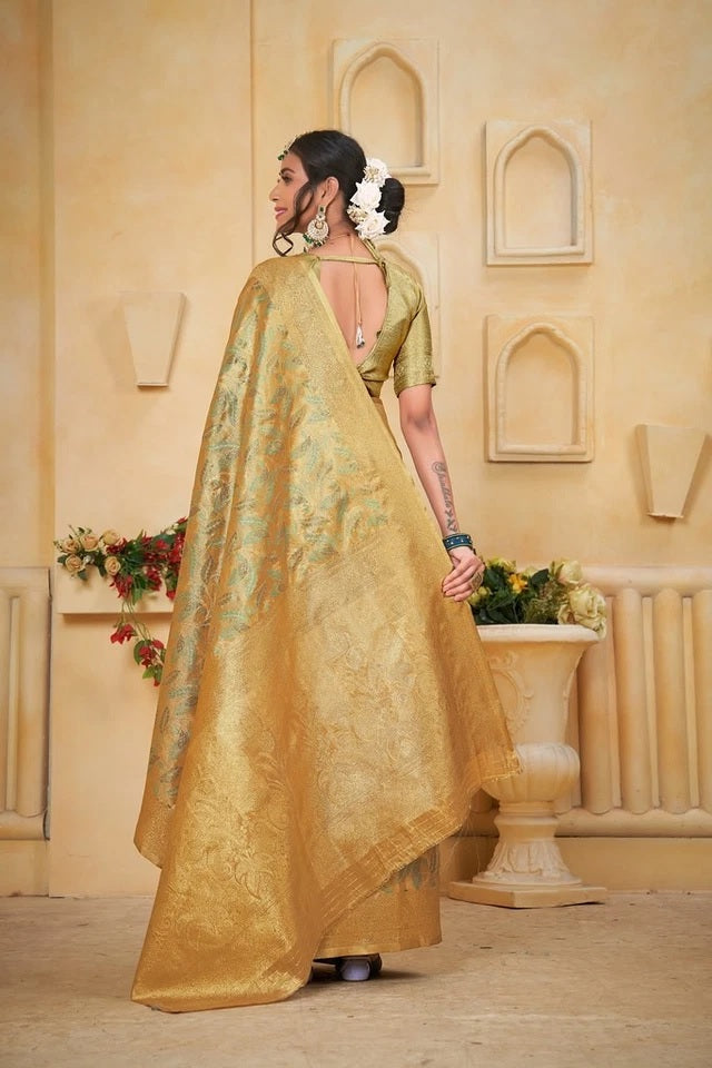 Indian Pure Tissu Traditional Wedding Festival Saree With Blouse 11-VF image 9