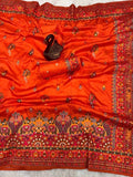 Pure Soft Rajwadi Pashmina Silk Weaving Saree Traditional Sari With Blouse 11-SS image 11