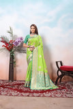 Traditional Soft Silk Jacquard Border Contras Sari With Blouse 11-VF image 5