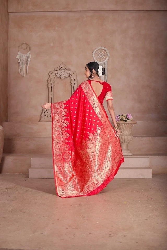 Wedding Soft Silk Banarasi Jari Work Festival Wear Sari With Blouse11-VF image 9