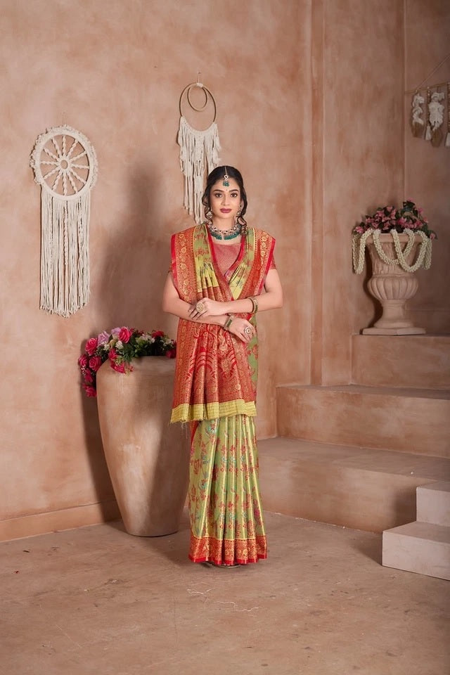 Pure Tissue Traditional Wear Wedding Festival Saree With Blouse 11-VF image 10