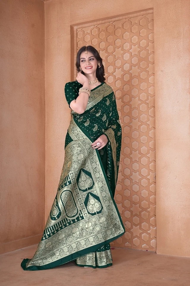 Soft Silk Saree Weaving Banarasi Traditional Wear Sari With Blouse 11-VF image 5