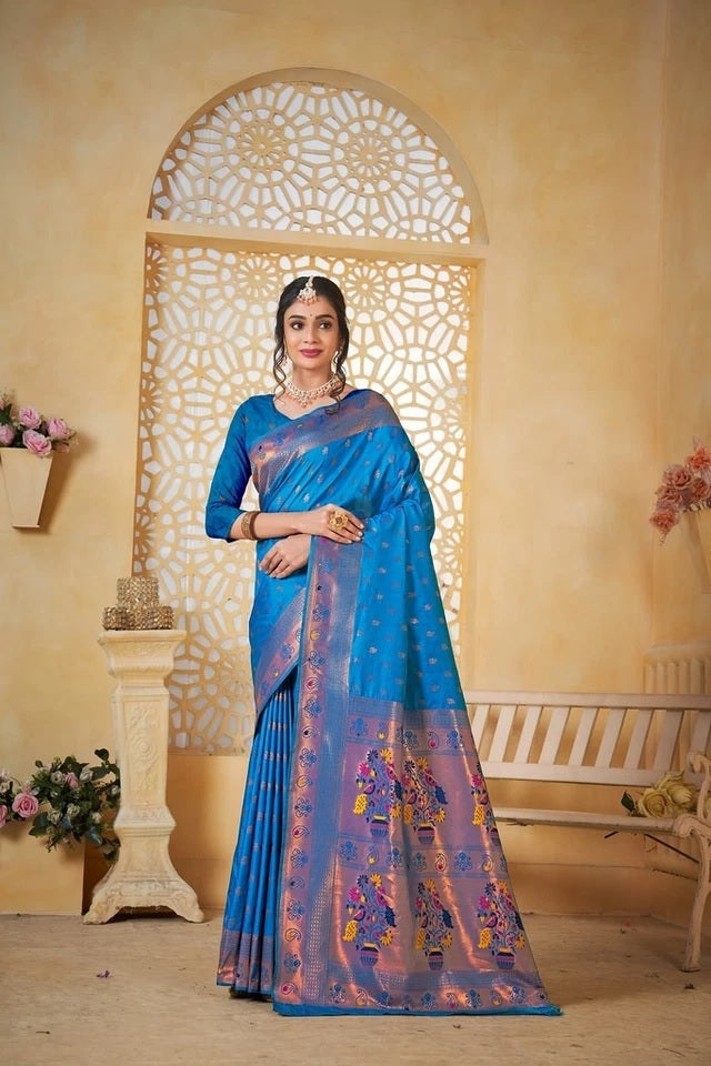 Pethani Silk With Fancy Pallu Traditional Wear Saree With Blouse 11-VF image 5