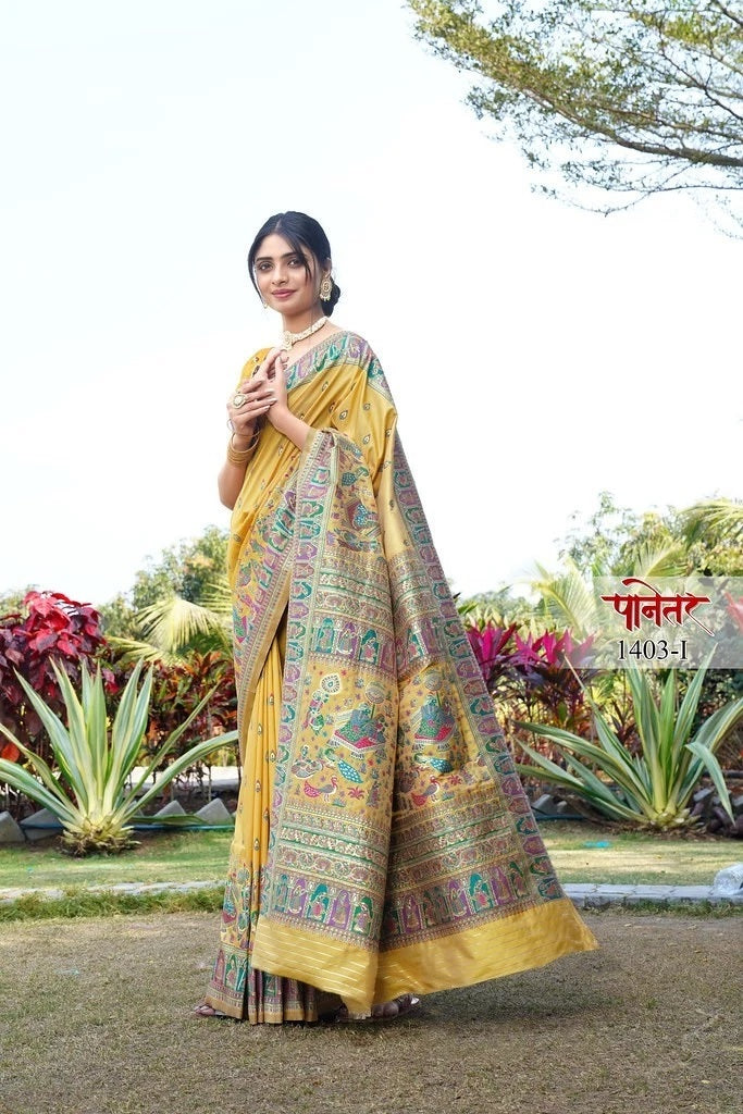Traditional Soft Pure Silk Saree With Pashmina Design With Blouse 11-VF image 9
