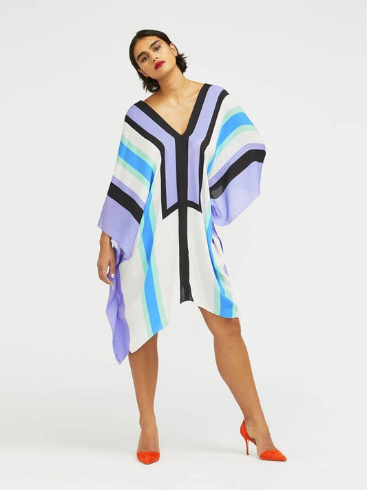 Women’s Short Printed Soft Silk Crepe Kaftan Top Daily Wear J5618 image 1