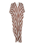 Stripes Soft Satin Silk Kaftan Dress J5624 image 2
