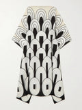 Geometric Boat Neck Style Silk Crepe Printed Kaftan J5633 image 2