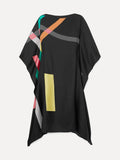 Women's Soft Silk Crepe Black Kaftan Dress J5599 image 2
