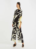 Black Silk Crepe Kaftan Top and Flared Pants Co ord Set J5644 image 1