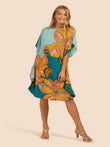 Lounge Wear Floral Printed Knee Length Soft Silk Crepe Kaftan Top J5780 image 1