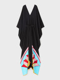 V-Neck Belt Style Black Chelsea Georgette Kaftan J5652 image 2
