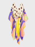 Butterfly Belted V-Neck Style Kaftan, Satin Silk Short Caftan J5654 image 2