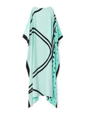 Beach Wear Sea Green Shaded Dot Printed Style Women French Moss Kaftan J5686 image 2