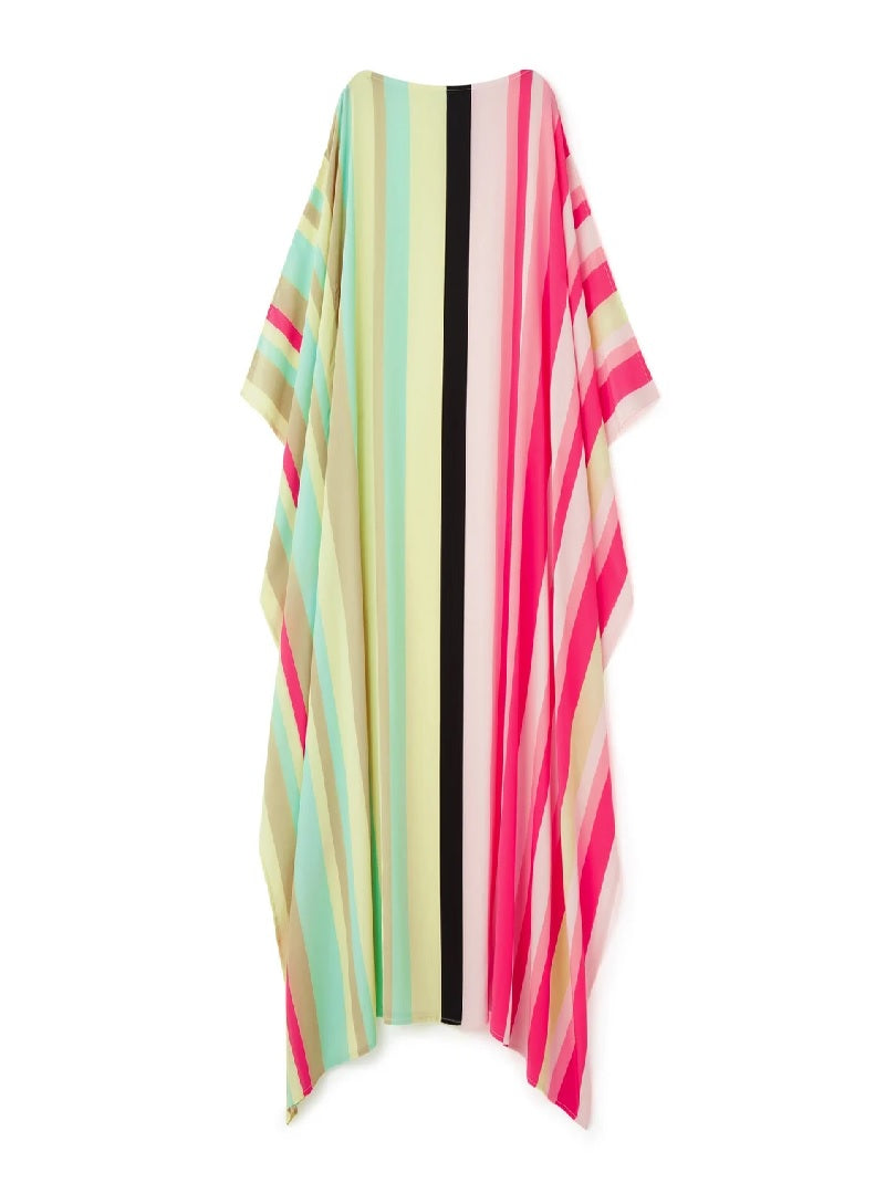 Silk Crepe Stripe Printed Kaftan Top J5688 image 2