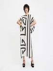 Modern Wear French Moss White & Black Kaftan Dress J5689 image 1