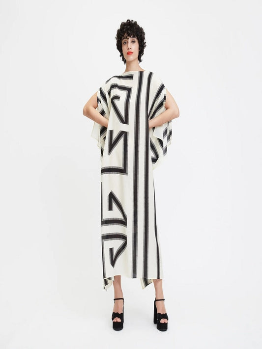Modern Wear French Moss White & Black Kaftan Dress J5689 image 1