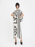 Modern Wear French Moss White & Black Kaftan Dress J5689 image 1