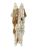 V-Neck Belted Floral Printed French Moss Kaftan For Women J5690 image 2