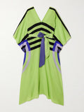 Lounge Wear V-Neck Belt Style Soft Silk Crepe Printed Kaftan J5695 image 2