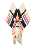 Home Wear Belt Style Printed Soft Satin Silk Short Kaftan J5696 image 2