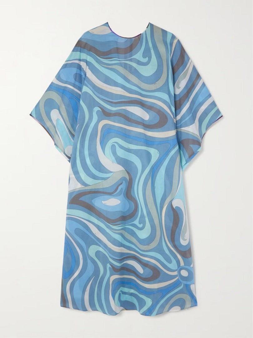 Marmo-Print Lewish Cotton Kaftan Dress J5697 image 2