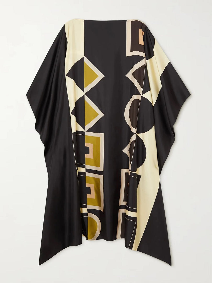 Stylish Satin Silk Printed Kaftan Dress J5788 image 2
