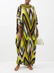 Abstract Printed Daily Wear Silk Crepe Kaftan Top J5789 image 1