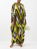 Abstract Printed Daily Wear Silk Crepe Kaftan Top J5789 image 1