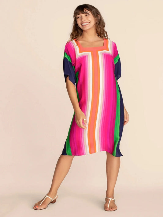 Western Short Silk Crepe Kaftan Dress J5705 image 1