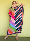 Stylish Beach Wear Colorful Striped Printed Women Kaftan J5704 image 1