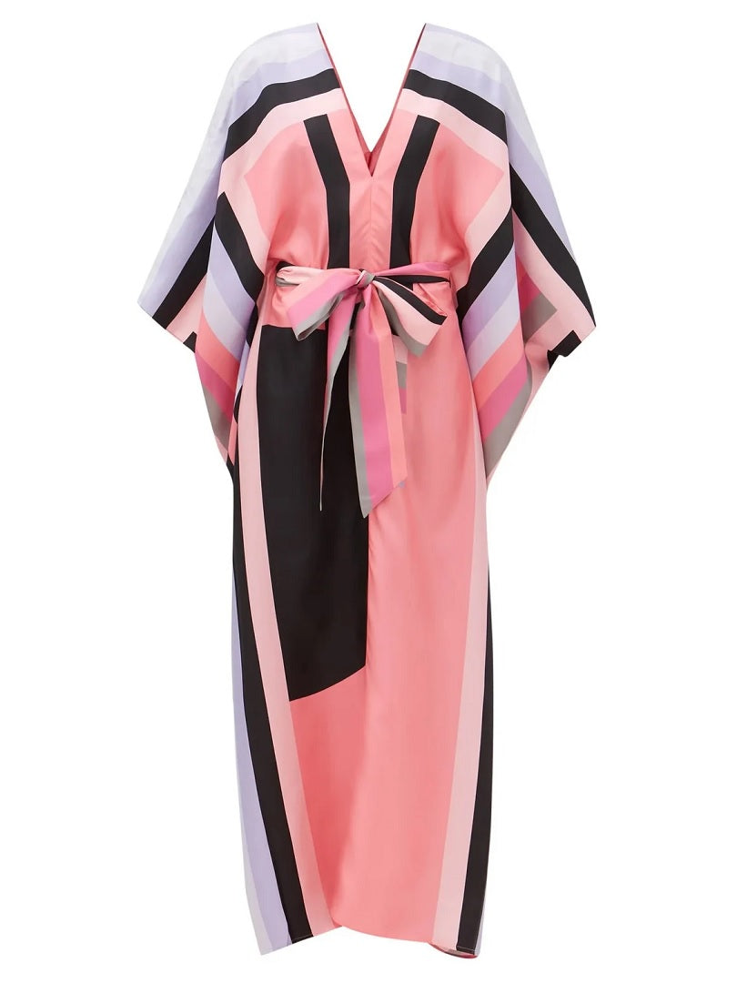 Belt Style Western Wear Exclusive Premium Silk Crepe Kaftans For Women J5707 image 2