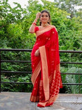 Red Color Kanjivaram Soft Lichi Silk Jacquard Work On All Over The Saree image 1