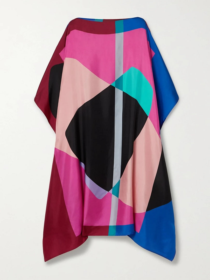 Pink Black Enchantress Soft Silk Crepe Kaftan Dress J5614 image 2