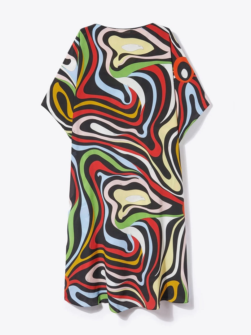 Casual Wear Silk Crepe Abstract Printed Free Size Kaftan J5699 image 3