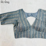 Faux Georgette With Zari Sequence Work Ready made Blouse 14-RK1 image 4
