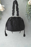 Black Indian Handmade Women's Embroidered Clutch Purse, Potli Bag Pouch image 1