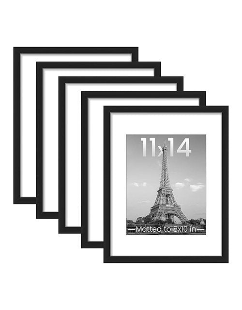 11x14 Picture Frame Set of 5 – Display 8x10 with Mat or 11x14 Without – Black Wall Gallery Photo Frames Paperback bookcover – AVRBOOKS