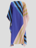 Striped Printed Lounge Wear Soft Satin Silk Kaftan J5651 image 2