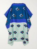 Blue Block Soft Satin Silk Kaftan J5673 image 2